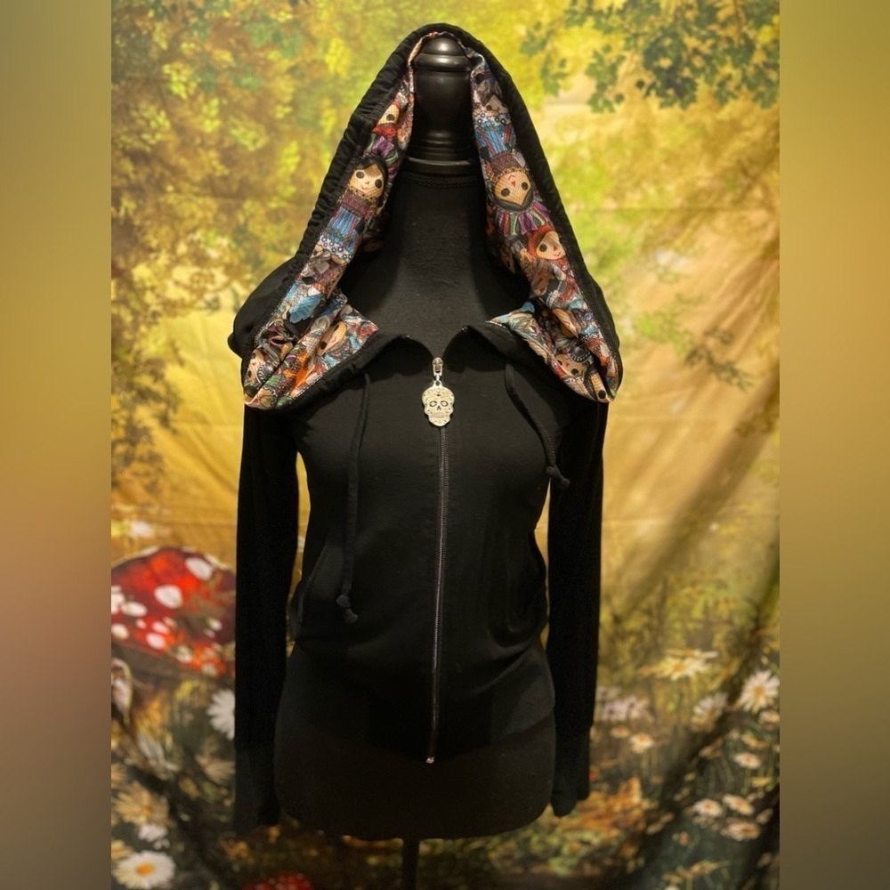 Rare Ay Guey! Shawl Hoodie, Black, Size Small, EUC - Picture 9 of 14